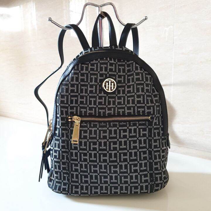 Backpack TH Geneva Monogram Jacquard Coated Canvas Black Lazada PH