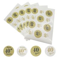 60Pcs 30 40 50 60 Year Happy Birthday Paper Stickers Adult Men Anniversary Supplies