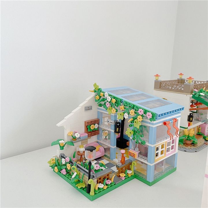 smilewil-diy-การก่อสร้างตึก-ตัวต่อเลโก้-เมืองเทพนิยาย-บ้านดอกไม้เลโก้-มุมมองถนนเลโก้