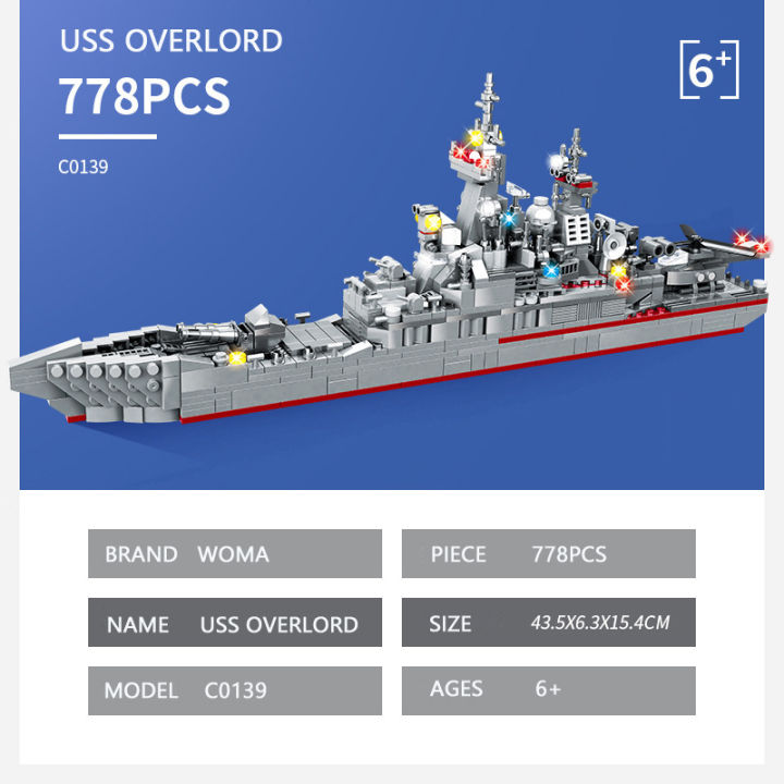 ขีปนาวุธพิฆาตอาคารบล็อกสหรัฐ-ww2-cruiser-ทหารอาวุธเรืออิฐเด็กเรือรบสร้างชุดของเล่น