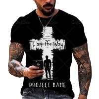 Summer Mens Short Sleeve T-Shirt Jesus Red Cross 3D Print Casual Style Loose Clothing Street Fashion Round Neck Plus Size Shirt