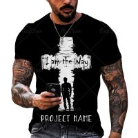 Mens Short Sleeve T-Shirt Summer Jesus Red Cross Print Loose Style Clothes Street Fashion Round Gildan