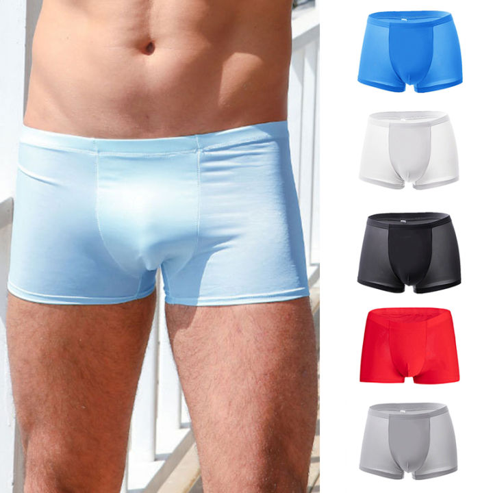 Men Bulge Pouch Seamless Ice Silk Thin Briefs Underpants Underwear Panties