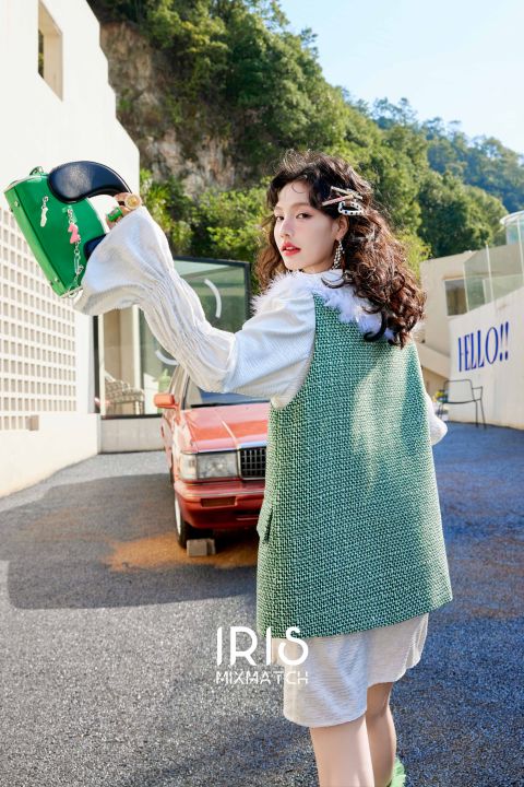 พร้อมส่ง-สินค้าลิขสิทธิ์แท้-iris-boutique-id237916-iv237917-white-cloud-dress-green-land-vest-เดรส-เสื้อกั๊ก-กดสั่งแยกกันนะคะ