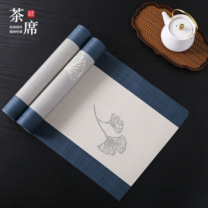 hot-โต๊ะน้ำชาสไตล์จีนเซนธงโต๊ะน้ำชาลายดอกพลัมดอกโบตั๋นผ้าโต๊ะยาวผ้าปูโต๊ะธงน้ำชากันน้ำผ้ารองน้ำชา