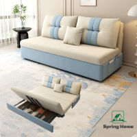 Spring home โซฟาปรับนอนได้ โซฟาพับได้3ฟุต 4ฟุต 5ฟุต โซฟานอน โซฟา โซฟาเบดขนาด พร้อมหมอน 2 ใบ เตียงโซฟาปรับระดับได้ ด้วยการจัดเก็บ sofa bed