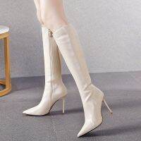 CODwuyan8340 9.5cm Beige Boots Women Pointed High Heel Long Not Over Knee Long Boots米色长靴女2023年新款尖头高跟小个子长筒靴不过膝显高瘦