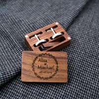 Personalized Custom Cufflinks Men Wooden Boutique Shirt Sleeve Tacks with Magnetic Lid Wooden Box Wedding Party Groomsmen Gifts Clips Pins Tacks