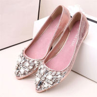 USHINE PU Pink Gold Silver Flat Non-slip Wear Flat Shoes Boat Casual Shoes With Rhinestone Ladies Ballet Fats Shoes Girls Women