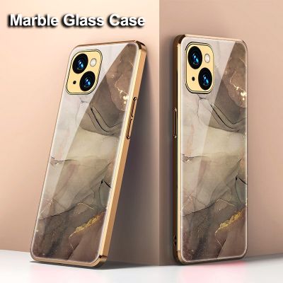 Marble Tempered Glass Case for iPhone 13 12 11 Pro Max 13Pro 12Pro 11Pro Cover Elec-plate Bumper Full Protect Camera Back Fundas