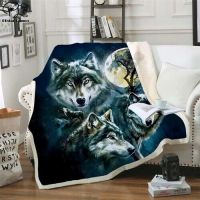 Animal wolf 3D print Sherpa blanket chill quilt cover