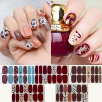 【LZ】 14Tips/Sheet Multicolor Decals Nail Art Stickers Lattice Design Full Wraps Waterproof Nail Strips DIY Manicure Decorations Woman