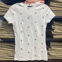 ❧ Tommy Hilfiger womens short-sleeved T-shirt womens full logo casual round neck pure cotton slim fit top