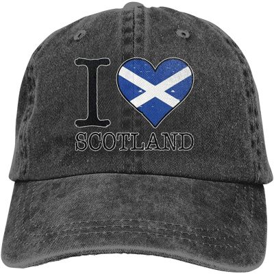 I Love Scotland I Love Womens Mens Adjustable Yarn-Dyed Denim Baseball Cap Dad Hat