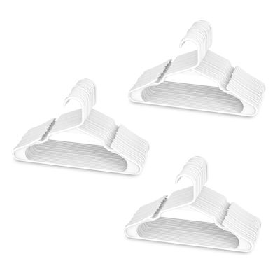 White Plastic Hangers, Plastic Clothes Hangers Perfect for Everyday Standard Use, Clothing Hangers (White, 60 Pack)