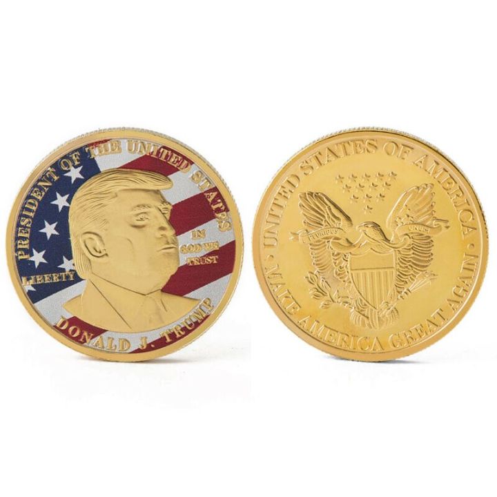 ไม่มีกำไรธงสหรัฐอเมริกาประธานาธิบดีโดนัลด์ทรัมป์ที่45เปิดตัวคอลเลกชันเหรียญที่ระลึกเงินทอง