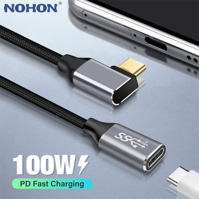 5A 100W Elbow USB C Extension Cable Female to Male Type C Extender Cord 4K 60HZ Thunderbolt 3 for Samsung Macbook Pro Huawei