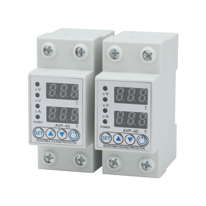 t-home-อุปกรณ์ป้องกันไฟตก-ไฟเกิน-กระแสเกิน-1-63a-230v-ac-ปรับตั้งค่าแรงดันสูงตำ่-ค่ากระแส-หน่วงเวลา-เองได้-voltage-amp-protector