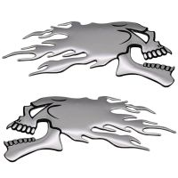 2PcsPair 3D Chrome Ghost Skull Head Auto Motorcycle Car Sticker Emblem Decals For Haley Honda Yamaha Kawasaki Suzuki 14.5x5.5cm