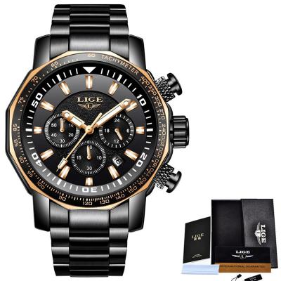 นาฬิกาควอตซ์นาฬิกาแบบหน้าปัดขนาดใหญ่เหล็กนาฬิกาลีเกอแฟชั่นของผู้ชายสำหรับผู้ชาย,นาฬิกาแบรนด์หรูกันน้ำ Relogio Masculino 9871