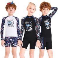 Boys Two Piece Rash Guard Swimsuits Kids Long Sleeve Sunsuit Swimwear Sets Girls UPF50 Sun UV Protection Bathing Suit 2-12 Year