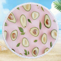 Large Round Beach Towel With Tassels For Kids s Tapestry Cartoon Avocado Microfiber Towel 150cm Blanket Yoga Mat