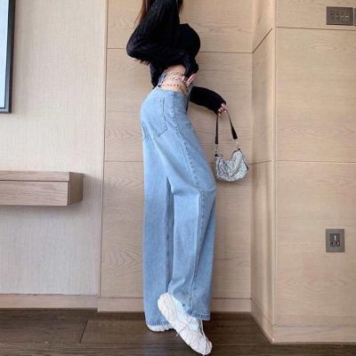 ‘；’  Hollow Out Chain Streetwear Jeans For Women Summer High Waist Loose Harajuku Straight Denim Pants Fashion Korean Y2K Jeans