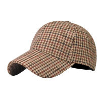 Spring Baseball Cap for Men Women Summer Houndstooth Lattice Felt Sun Hat Trucker Snapback Gorra Student Casual Casquette