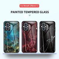 สำหรับ OPPO Reno8 Z Reno7 Z 8Z 7Z Reno8Z Reno7Z 5G โทรศัพท์กลับ Soft TPU Edge ทาสี Hard กระจกนิรภัยป้องกันรอยขีดข่วนสบาย Slim