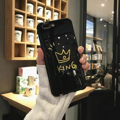 Glossy Crown เคสโทรศัพท์สำหรับ เคสโทรศัพท์ เคส iPhone 6 6 S 7 8 PLUS X XS MAX ตัวอักษรน่ารัก KING QUEEN Soft TPU คู่ฝาหลังสำหรับ เคสโทรศัพท์ เคส iPhone 7 8 PLUS X XS MAX