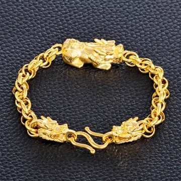 24K Gold Color Mens Dragon Patterned Bracelet High Quality Hip hop