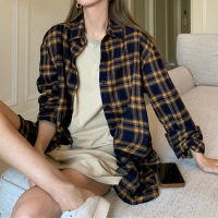 FORYUNSHES Womens Vintage Plaid Blouse Black Button Up Shirt Oversized Long Sleeve Loose Cardigan Tops 2021 Spring Korean y2k