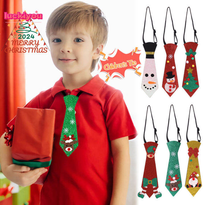 [Better Choice] Kids Cute Snowman Elk Christmas Tree Tie 2024 Happy New