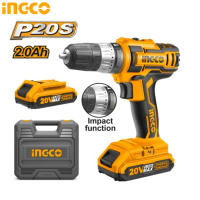 INGCO สว่านกระแทก ไร้สาย 20 โวลท์ (แบต 2 ก้อน + แท่นชาร์จ) รุ่น CIDLI200215 ( Lithium-Ion Cordless Drill ) BT POWERTOOLS