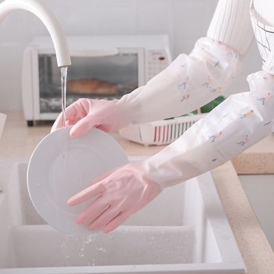 [COD] Rubber wholesale rubber housework dishwashing laundry plus velvet waterproof durable wear-resistant thickened lengthened latex
