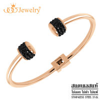 555jewelry กำไลข้อมือสแตนเลส สตีล ทรงตัว C โดดเด่นด้วยหัวกำไลประดับด้วยเพชร CZ ดีไซน์สวย รุ่น MNC-BG413 - กำไลข้อมือสแตนเลส กำไลข้อมือผู้หญิง  [BG31]