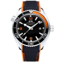 ZZOOI Men Automatic Self Wind Mechanical Canvas Rubber Strap Orange Blue Red Luxury Watch