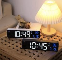 LED Digital Wall Clock นาฬิกาปลุกตั้งโต๊ะดิจิตอลอุณหภูมิวันที่แสดงปรับอิเล็กทรอนิกส์ติดผนังสัญญาณเตือนภัยนาฬิกา6625