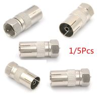 HVJ-1/5pcs Durable F Type Male Plug Adapter Connector Converter To Coax Female Socket For Satellite Tv Dvr Coaxial Connector