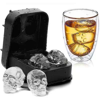Four-connected Ice Cube Ice Hockey Silicone Skull Mold Creative Personality Home Refrigerator Ice Cube Mold Kitchen Gadgets