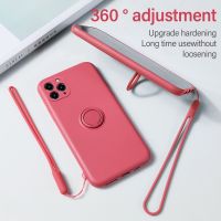 Samsung Galaxy S21 Plus Ultra FE S21+ S10E Casing Candy Color Liquid Silicone Ring Stand Lanyard Strap Soft Covers Camera Protector Phone Case