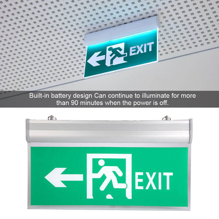 Electric Exit Sign Hanging Voice Alarm Evacuation LED Emergency Exit ...