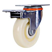 White Nylon Rail Fixed Casters No Noise Universal Wheel with Brake Small Cart Furniture Replacement Caster 1.5/2/3/4/5 Inch