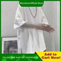 MARUHOOL เสื้อยืดแขนสั้นผู้ชาย,หลวมสีทึบลำลองลำลองใหม่ฤดูร้อน