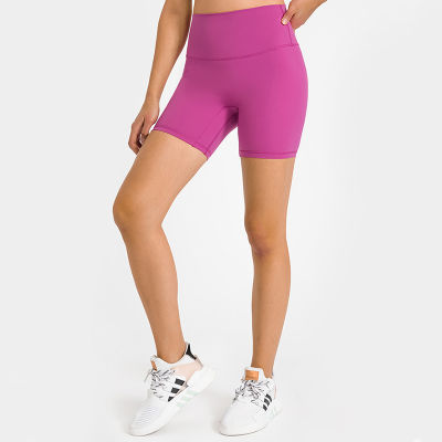 Lulu Yoga Solid color Yoga shorts Tight stretch sports fitness three-point pants Riding shorts gnb