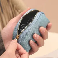 Large-capacity real cowhide simple zipper key bag mens multi-function home small bag womens car key bag universal 【BYUE】