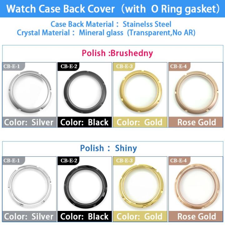 brushed-shiny-caseback-mineral-glass-steel-watch-case-back-transparent-for-seiko-skx007-009-fit-for-nh35-36movement-gasket-parts