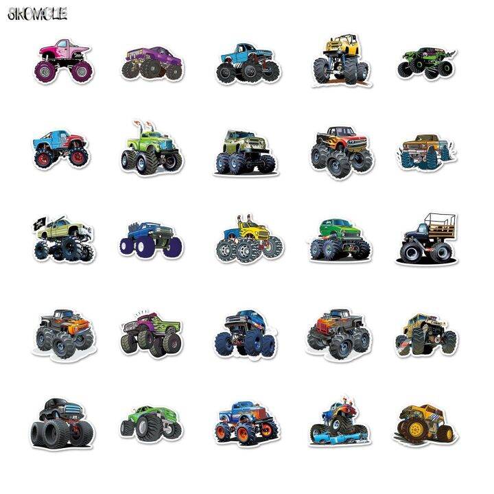 10-30-50pcs-cute-monster-truck-stickers-car-diy-children-laptop-suitcase-skateboard-guitar-cartoon-graffiti-sticker-kid-gift-toy