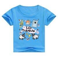 เสื้อยืดโคมไฟ2022รอมฎอน,ลายการ์ตูนสำหรับเด็กตกแต่ง EID Mubarak เสื้อยืดเสื้อผ้าเด็กทารกหญิงสำหรับเด็กผู้ชายเสื้อฤดูร้อนอิสลามมุสลิมของขวัญสำหรับงานเลี้ยง