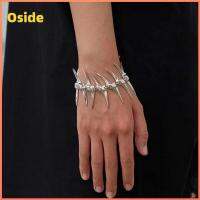 OSIDE ทันสมัยและทันสมัย สร้อยข้อมือหนาม โลหะสำหรับตกแต่ง ใช้ได้ทุกเพศ กำไลกระดูกปลา ของใหม่ เครื่องประดับอัญมณีอัญมณี สร้อยข้อมือพังค์ ผู้หญิงผู้ชาย